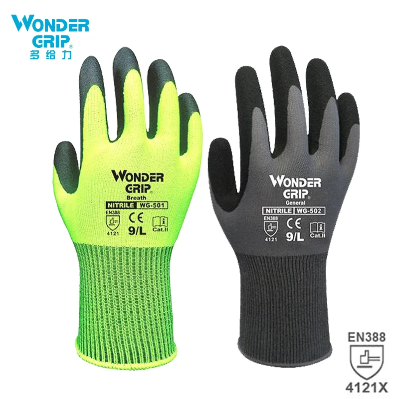 Nitrile Mechanic Glove - Wonder Grip Construction Gloves Plumber Red