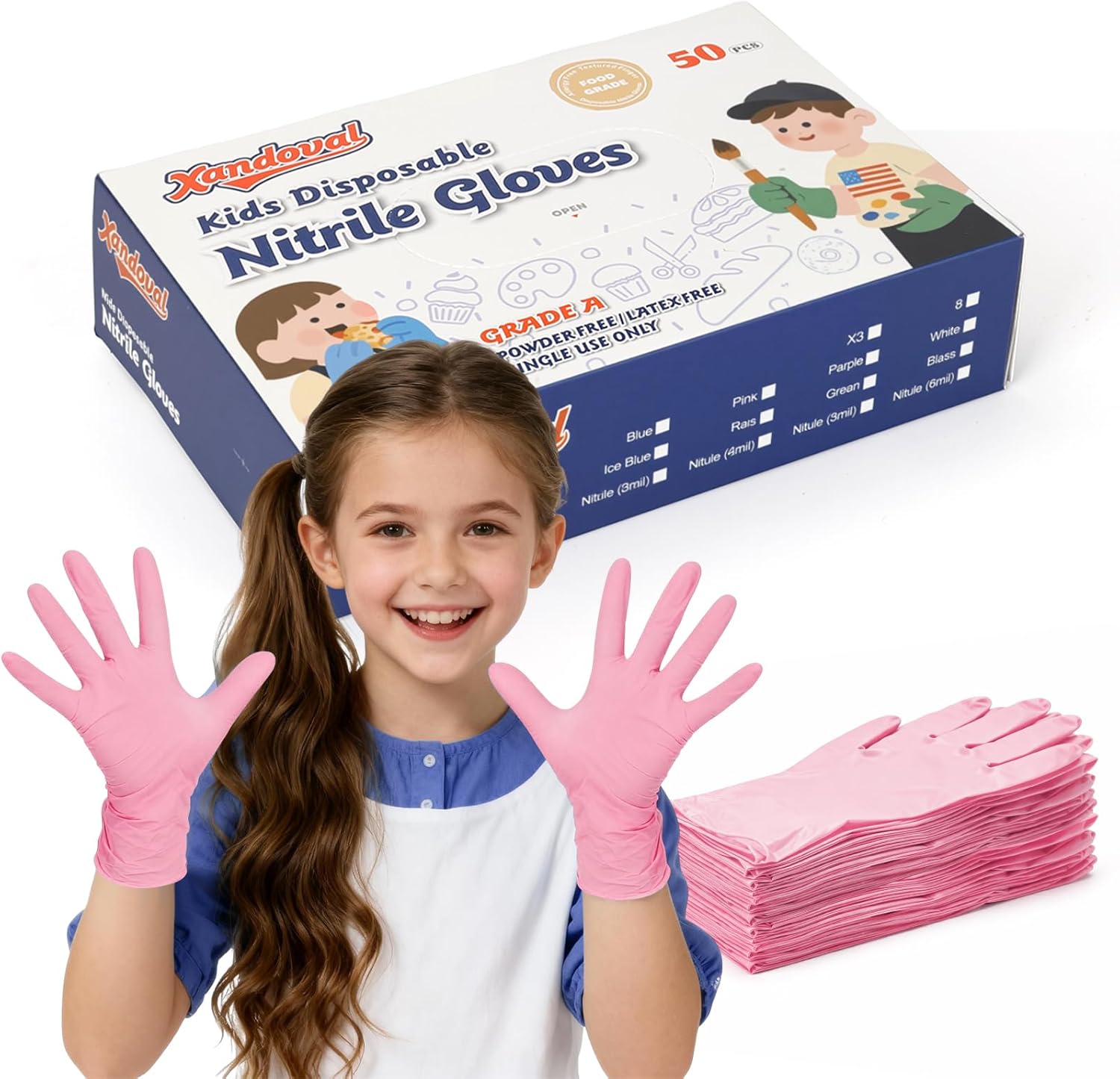 Latex Disposable Glove - Kids Disposable Gloves for 3-8 Years,
