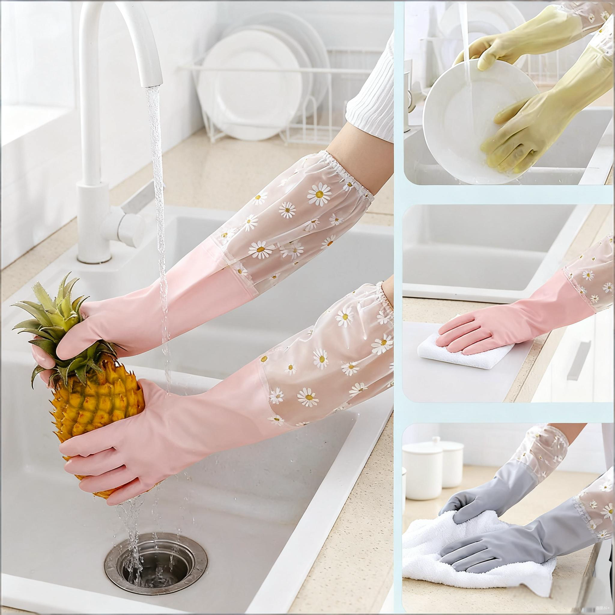 1 Pair Rubber Gloves Long Slee - Dish Glove Rubber recensie en prijs