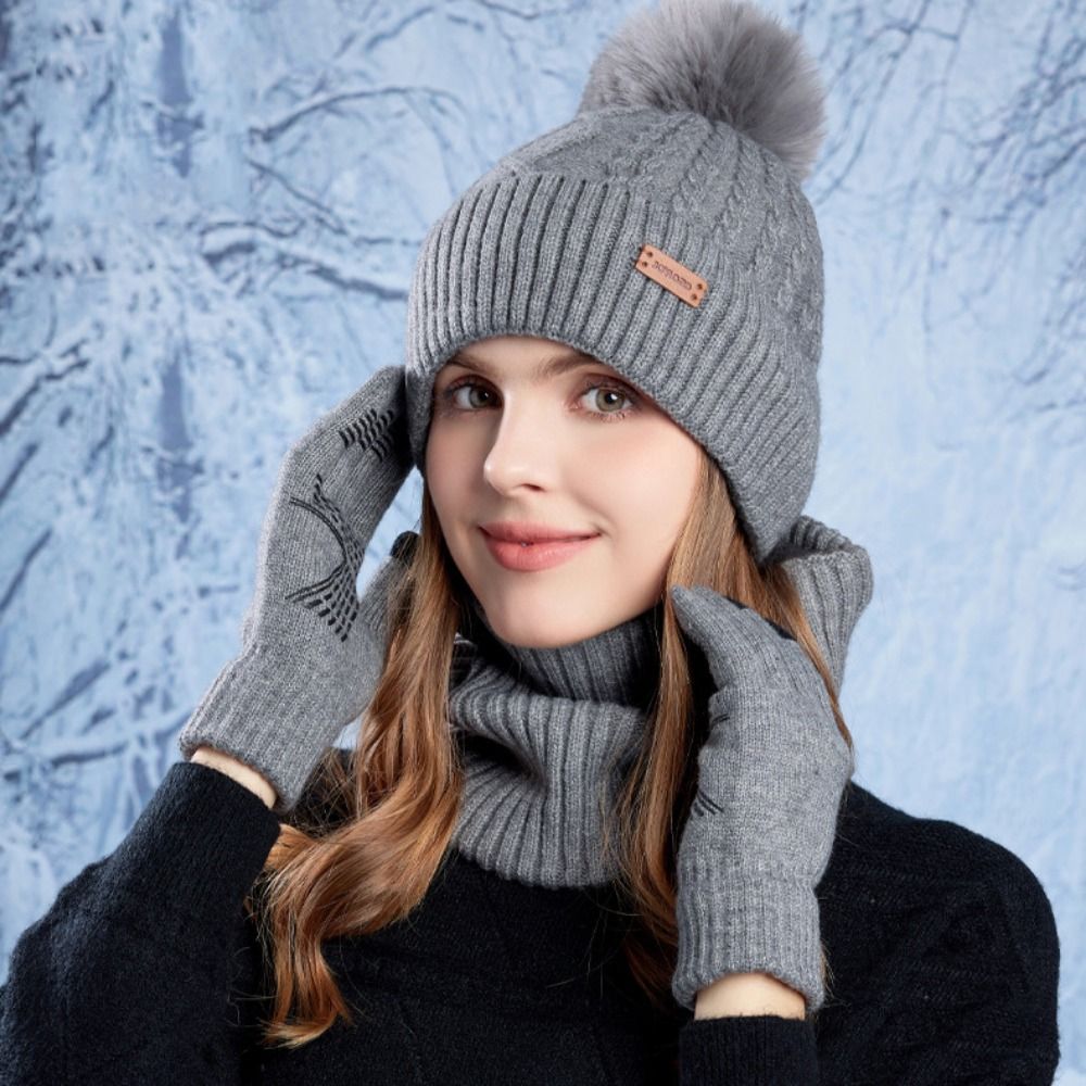 3pcs Hiking Solid Color Hat Sc - Wool Glove Lined recensie en prijs