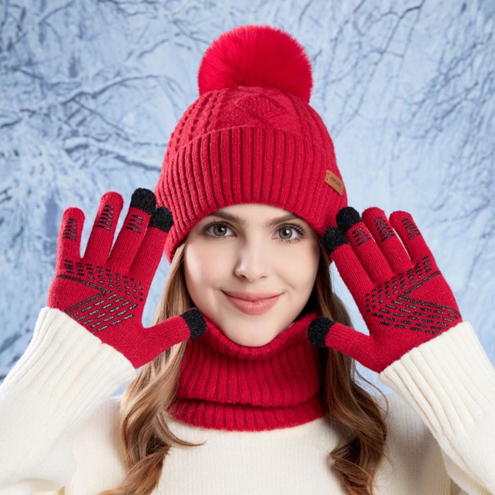 3pcs Hiking Solid Color Hat Sc - Wool Glove Lined recensie en prijs