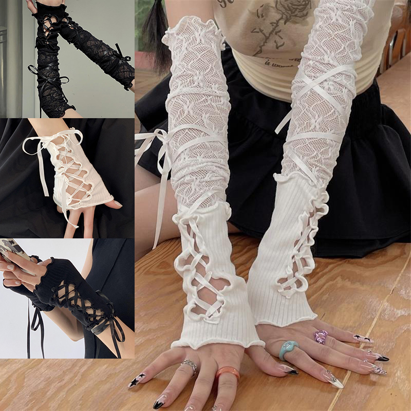 Women Lace‑Up Fingerless Arm S - Fingerless Glove Knit recensie en prijs