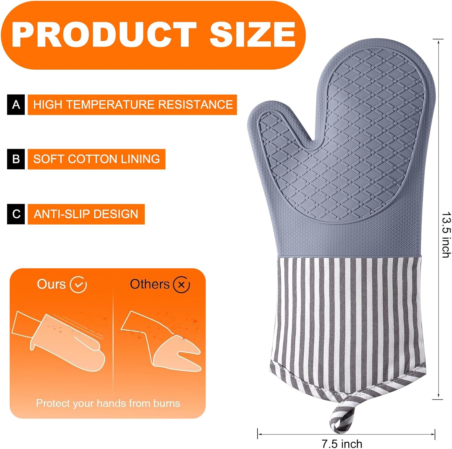 Silicone Oven Mitts, 500°F Hea - Oven Mitt Silicone recensie en prijs