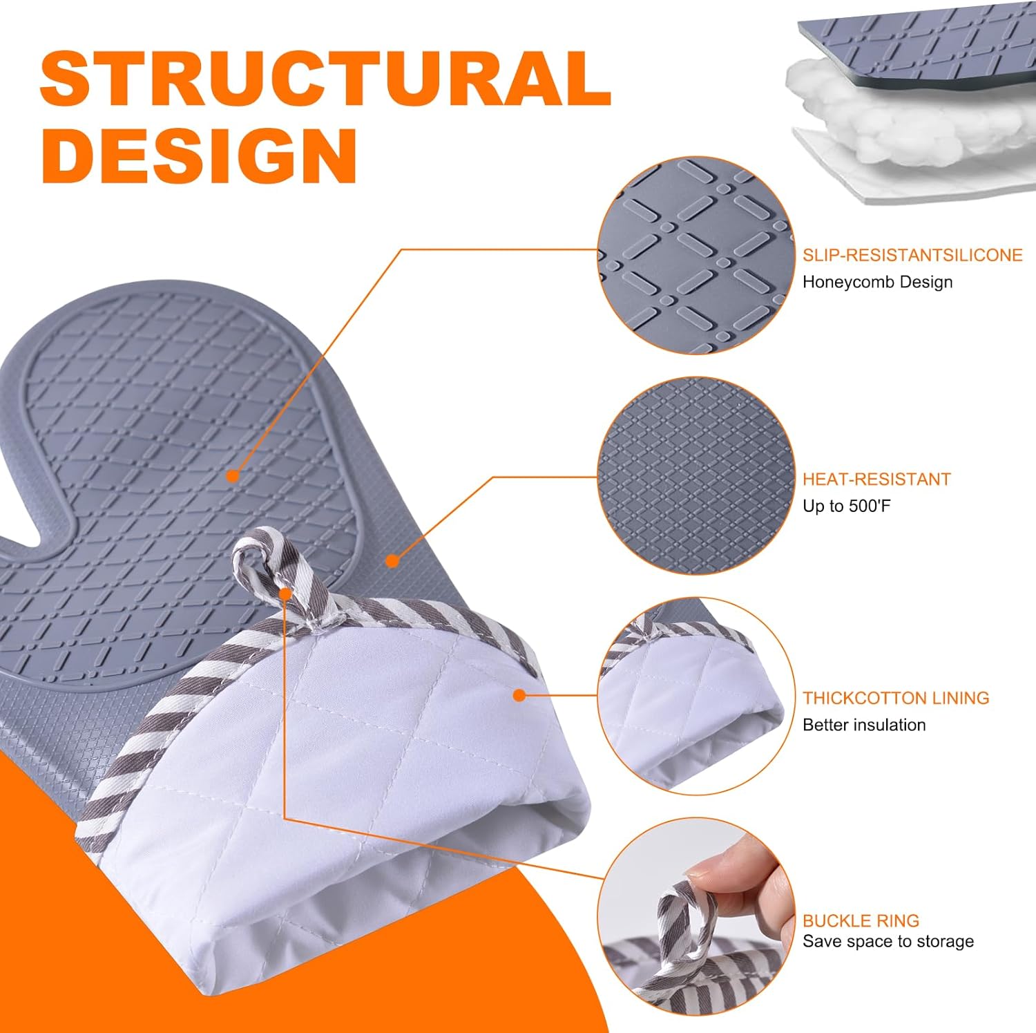Silicone Oven Mitts, 500°F Hea - Oven Mitt Silicone recensie en prijs