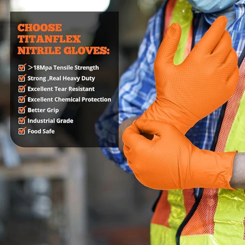 Heavy Duty Orange Nitrile Glov - Nitrile Mechanic Glove recensie en prijs