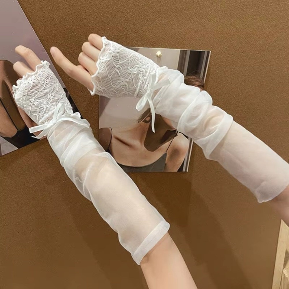 Y2K Lace Ruffle Mesh Gloves Sh - Fingerless Glove Knit recensie en prijs