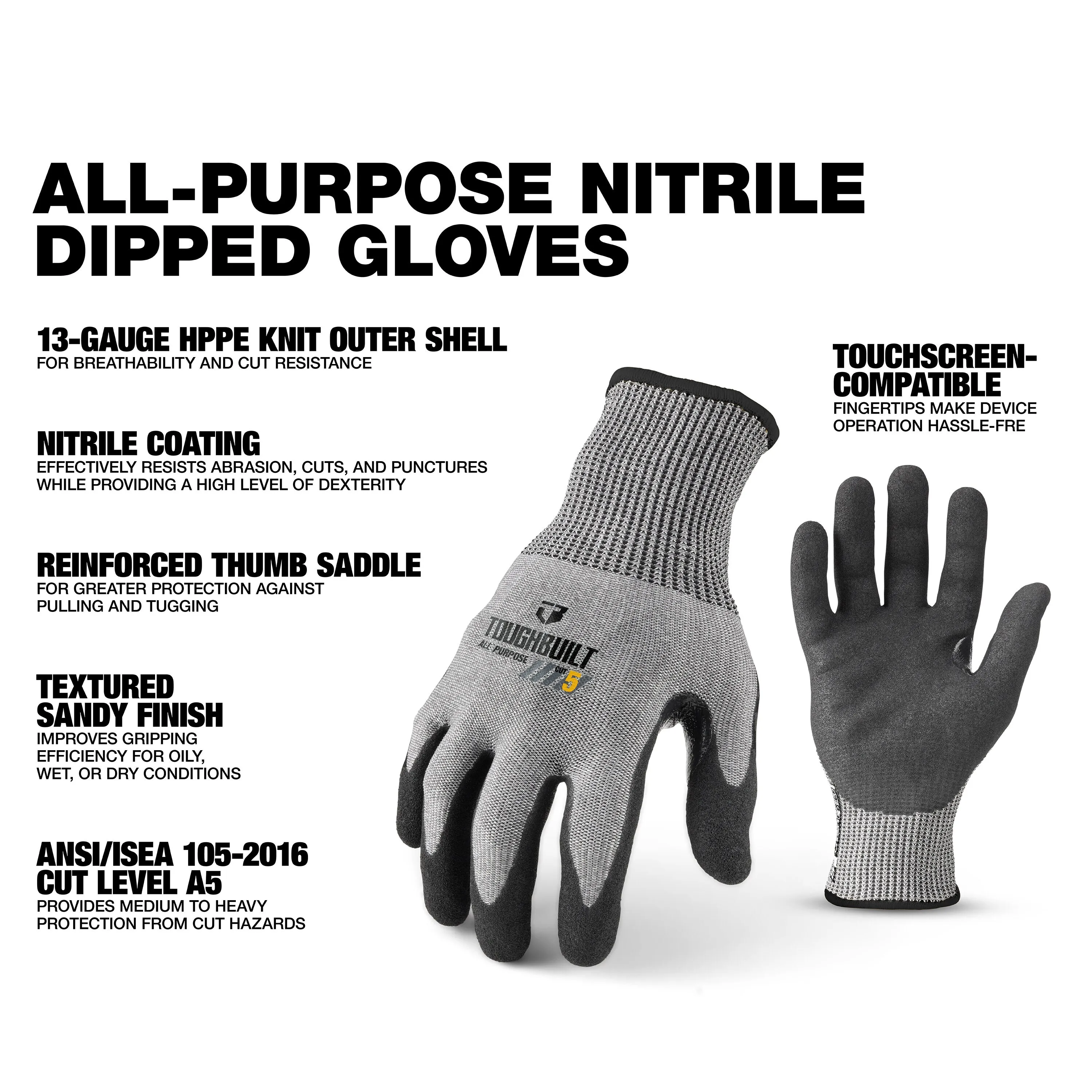TOUGHBUILT TB-P2-112-5-L Nitri - Nitrile Mechanic Glove recensie en prijs