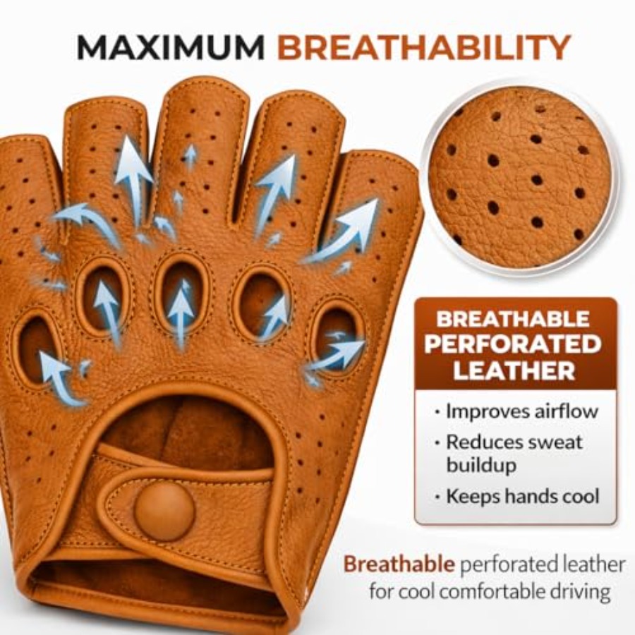 Mens fingerless leather drivin - Leather Driving Glove recensie en prijs