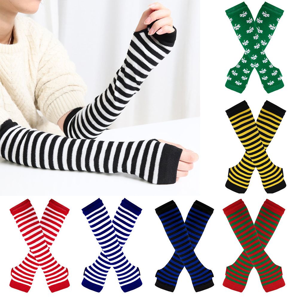 Striped Knitted Handschoenen L - Fingerless Glove Knit recensie en prijs