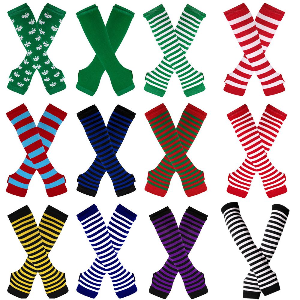 Striped Knitted Handschoenen L - Fingerless Glove Knit recensie en prijs