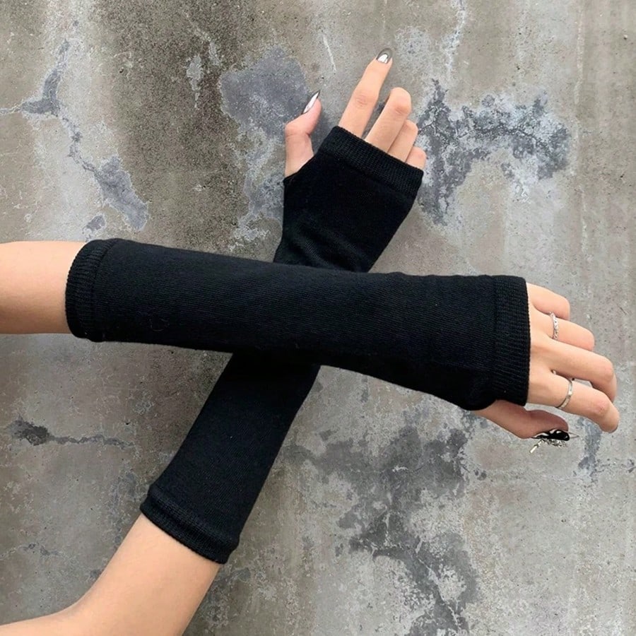 1 Pair Y2K Punk Striped Knitte - Fingerless Glove Knit recensie en prijs