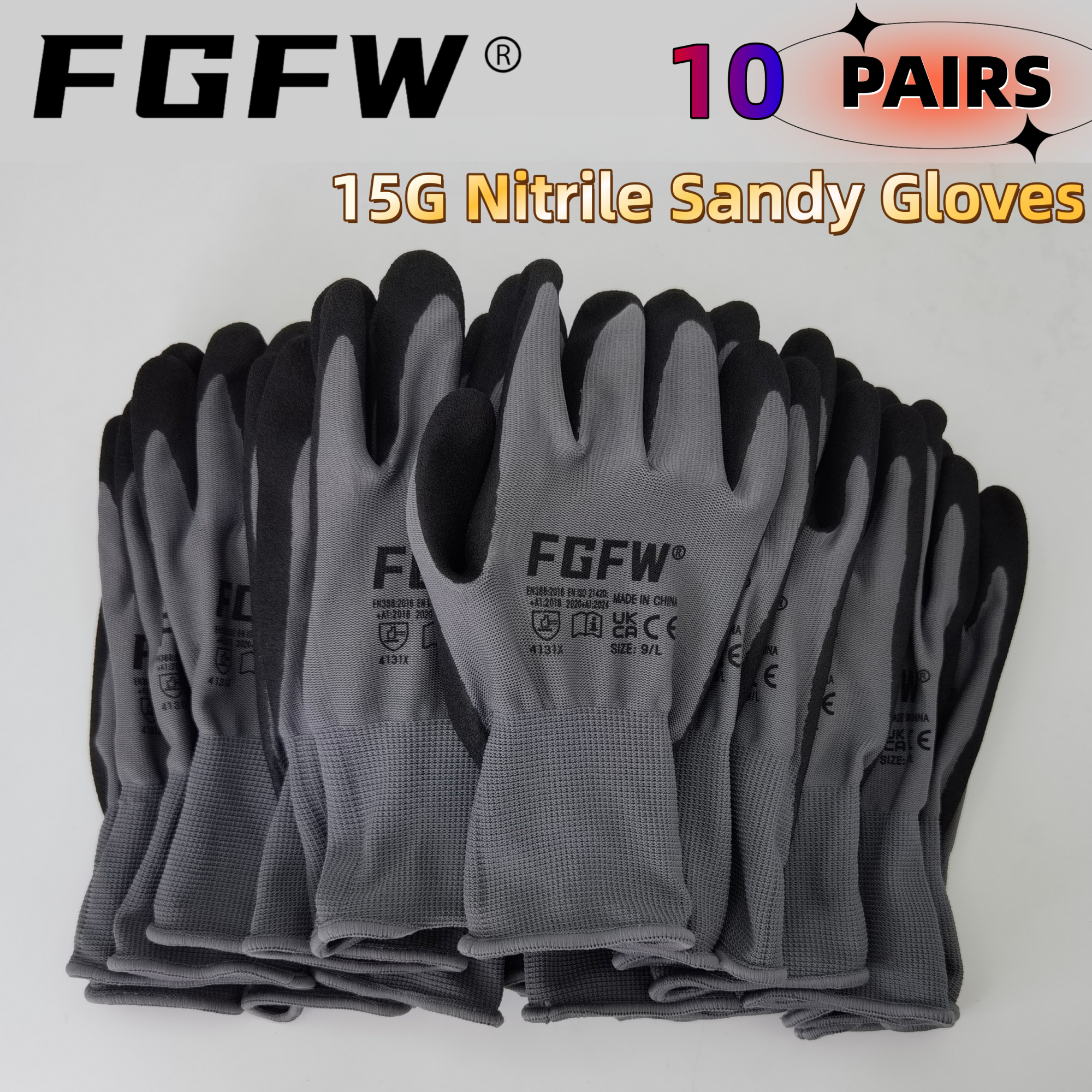 FGFW 10 Pairs Gray Nitrile San - Nitrile Mechanic Glove recensie en prijs