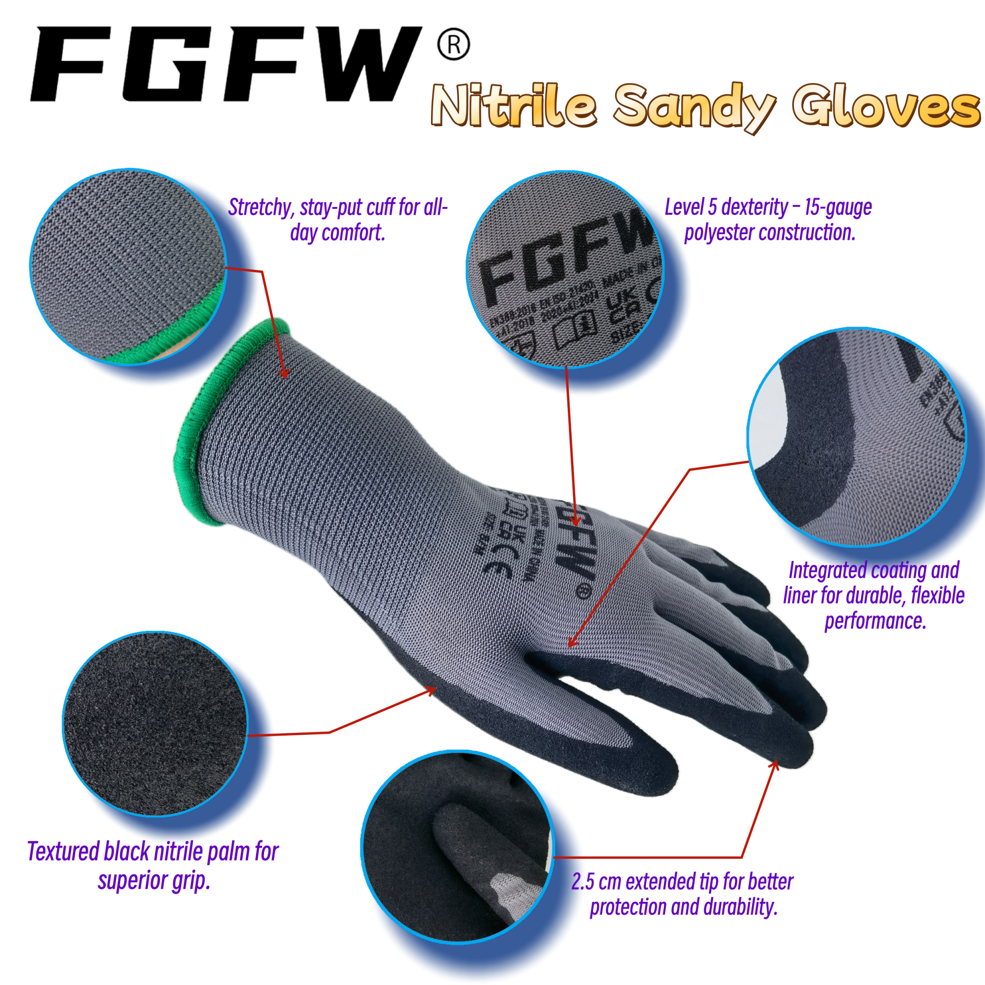 FGFW 10 Pairs Gray Nitrile San - Nitrile Mechanic Glove recensie en prijs