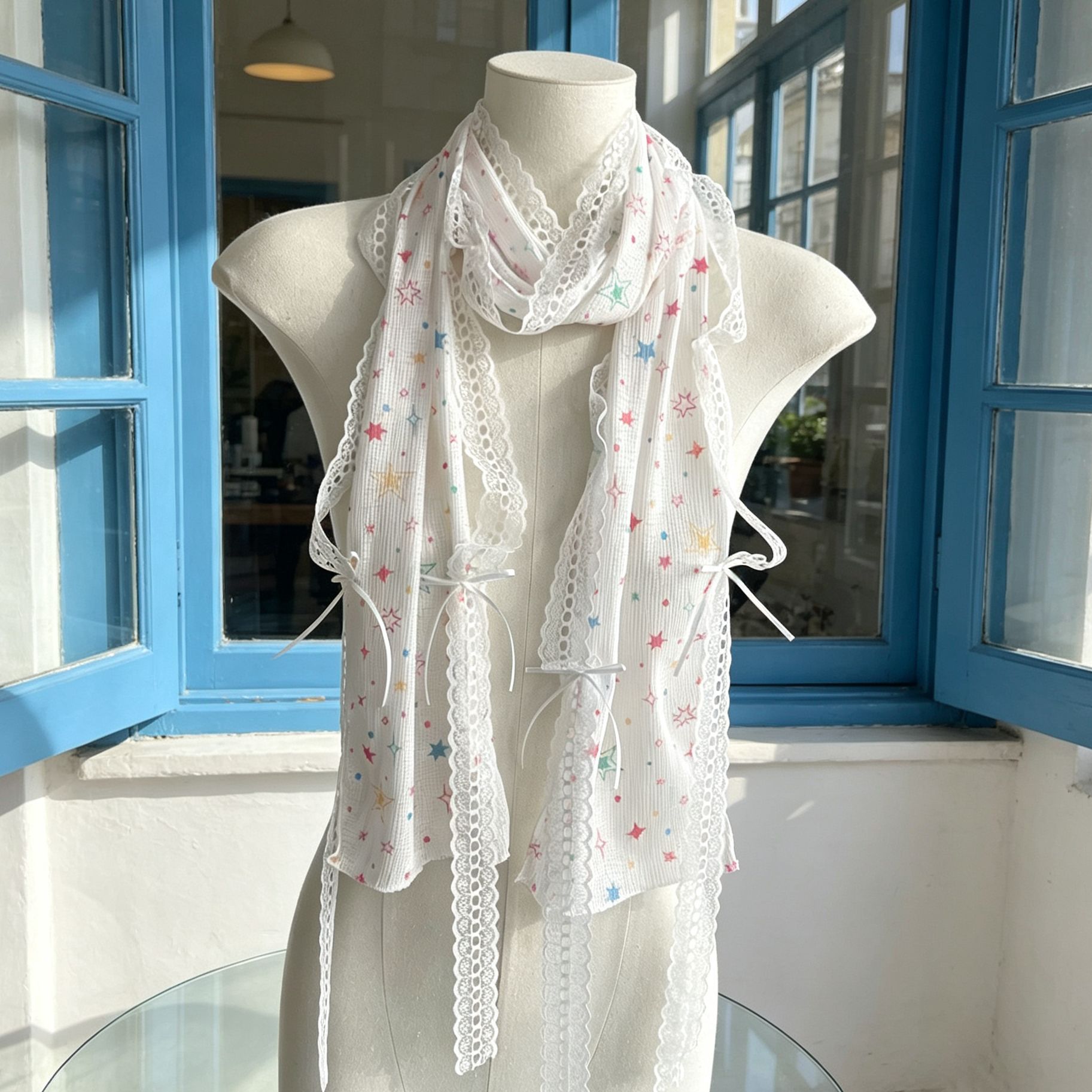Kawaii Star Print Lace Arm Sle - Fingerless Glove Knit recensie en prijs