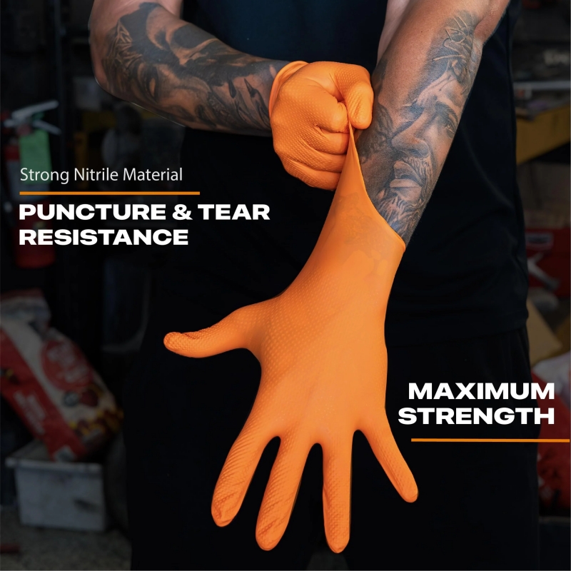Heavy Duty Orange Nitrile Glov - Nitrile Mechanic Glove recensie en prijs