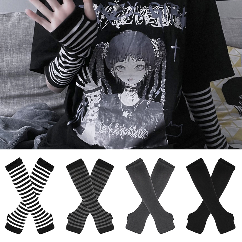Women Long Sleeve Gothic Strip - Fingerless Glove Knit recensie en prijs