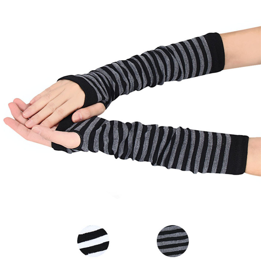 Women Long Sleeve Gothic Strip - Fingerless Glove Knit recensie en prijs
