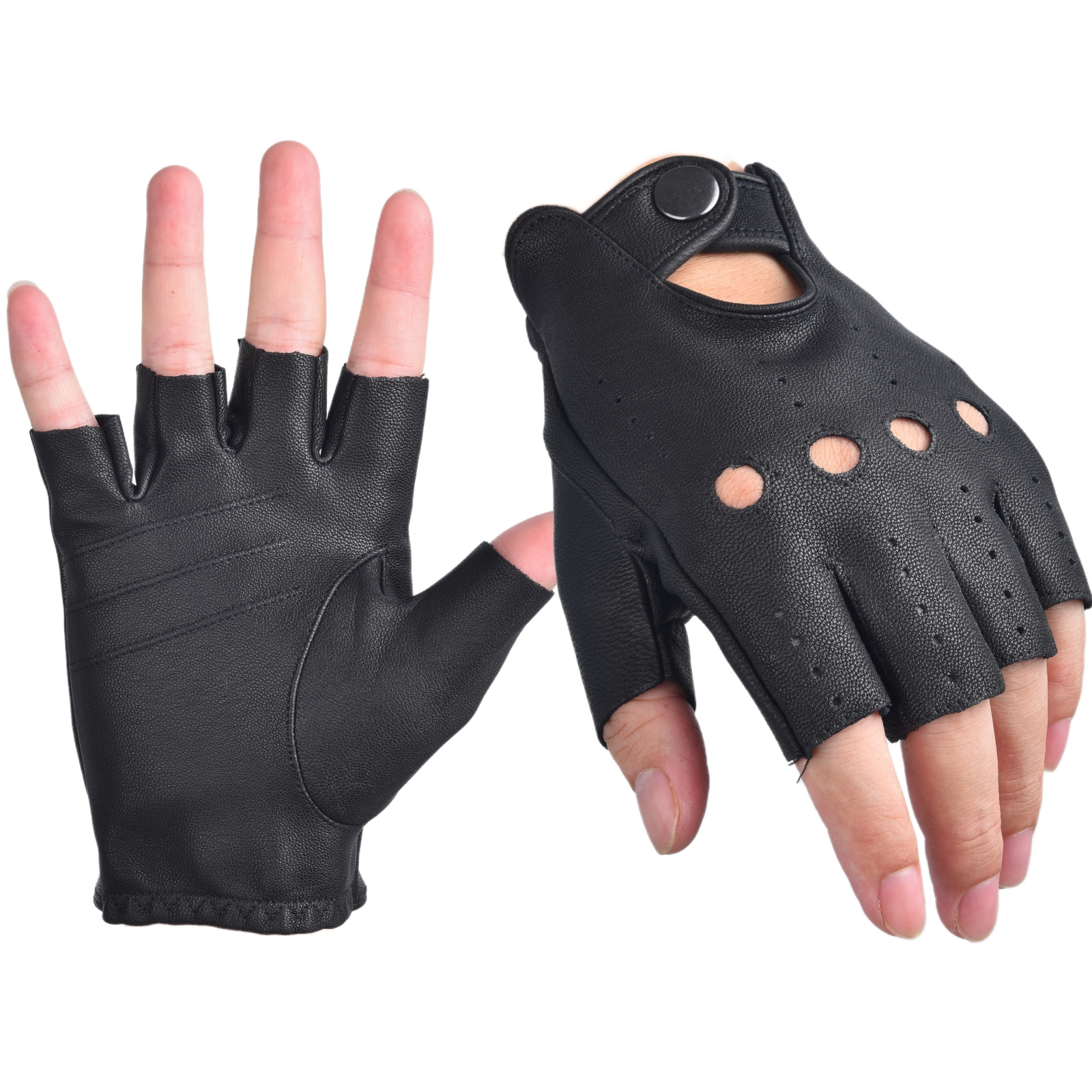 Mens Fingerless Gloves Half Fi - Leather Driving Glove recensie en prijs